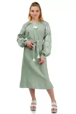 Сукня з вишивкою "Купава" (фісташковий)