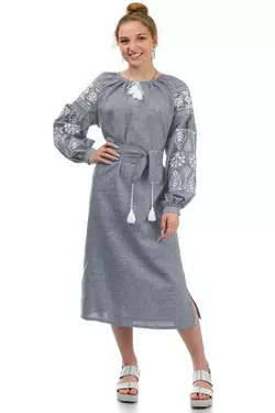 Сукня-вишиванка "Купава" (сірий)