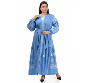 Вишукана сукня-вишиванка Мрія (блакитний)