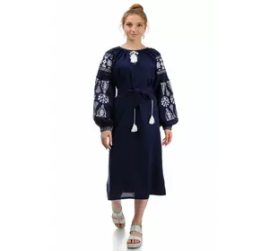 Жіноча сукня-вишиванка "Купава" (темно-синій)