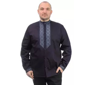 Котонова сорочка з вишивкою (темно-синій)